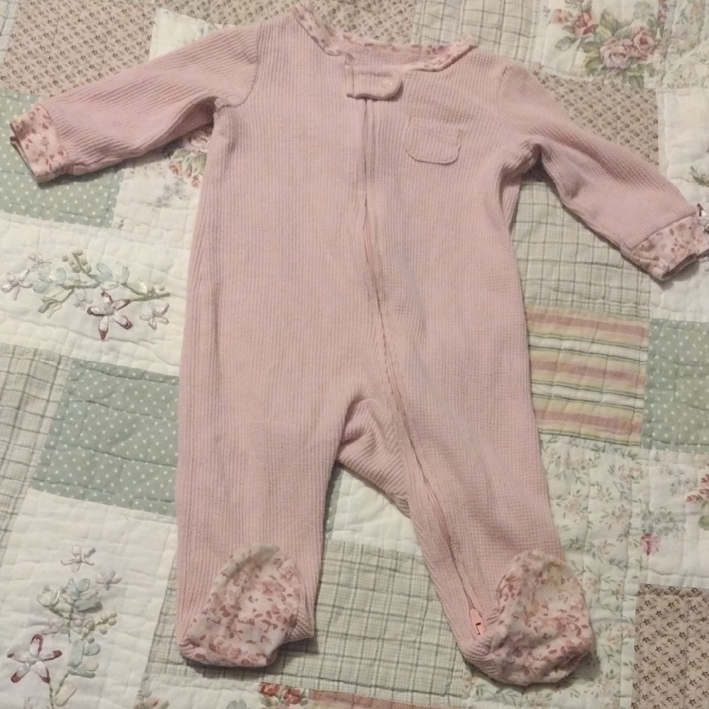 Carter's Soft Flannel Pink Floral Footie
